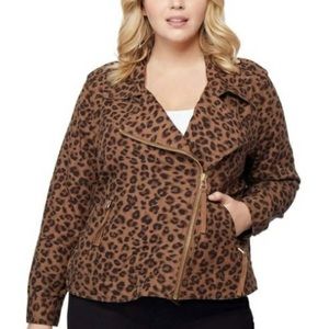 Kensie Leopard Print Moto Light Jacket